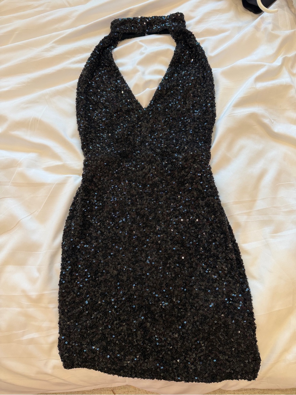 Pull&Bear Black Sequin Halter Mini Dress